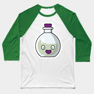 Potion Bottle with Cartoon Character Sticker vector illustration. Science object icon concept. Laughing cartoon with Potion sticker vector design. Baseball T-Shirt